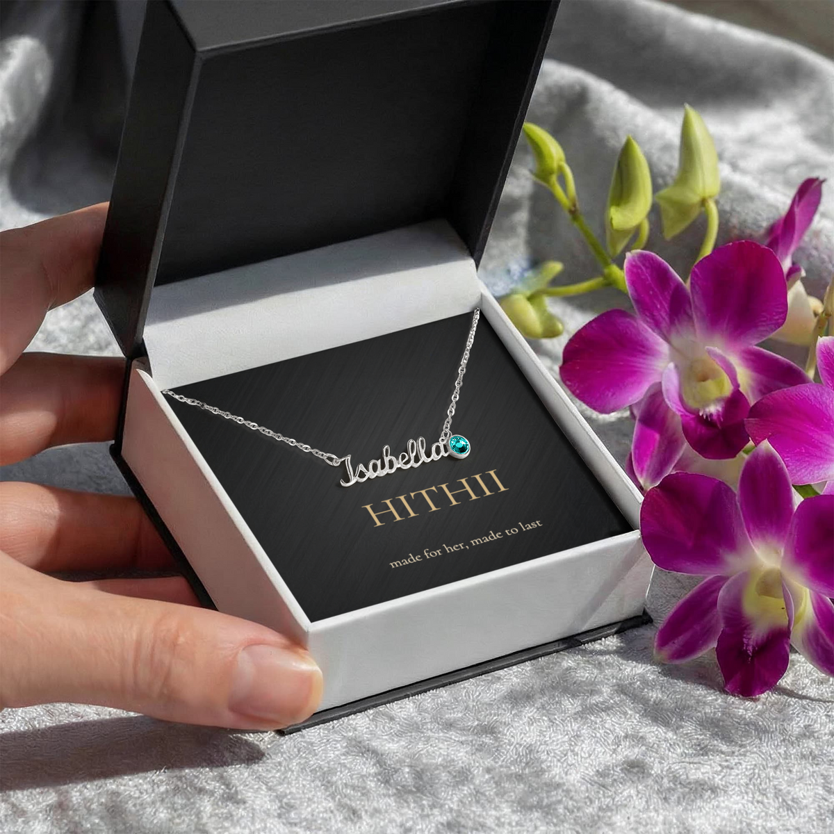 Hithii Name Necklace with Birthstone