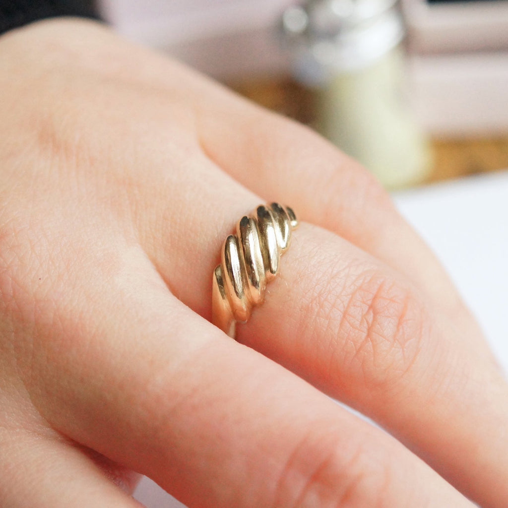 Shrimp Ring in Solid 10K Gold or Sterling Silver