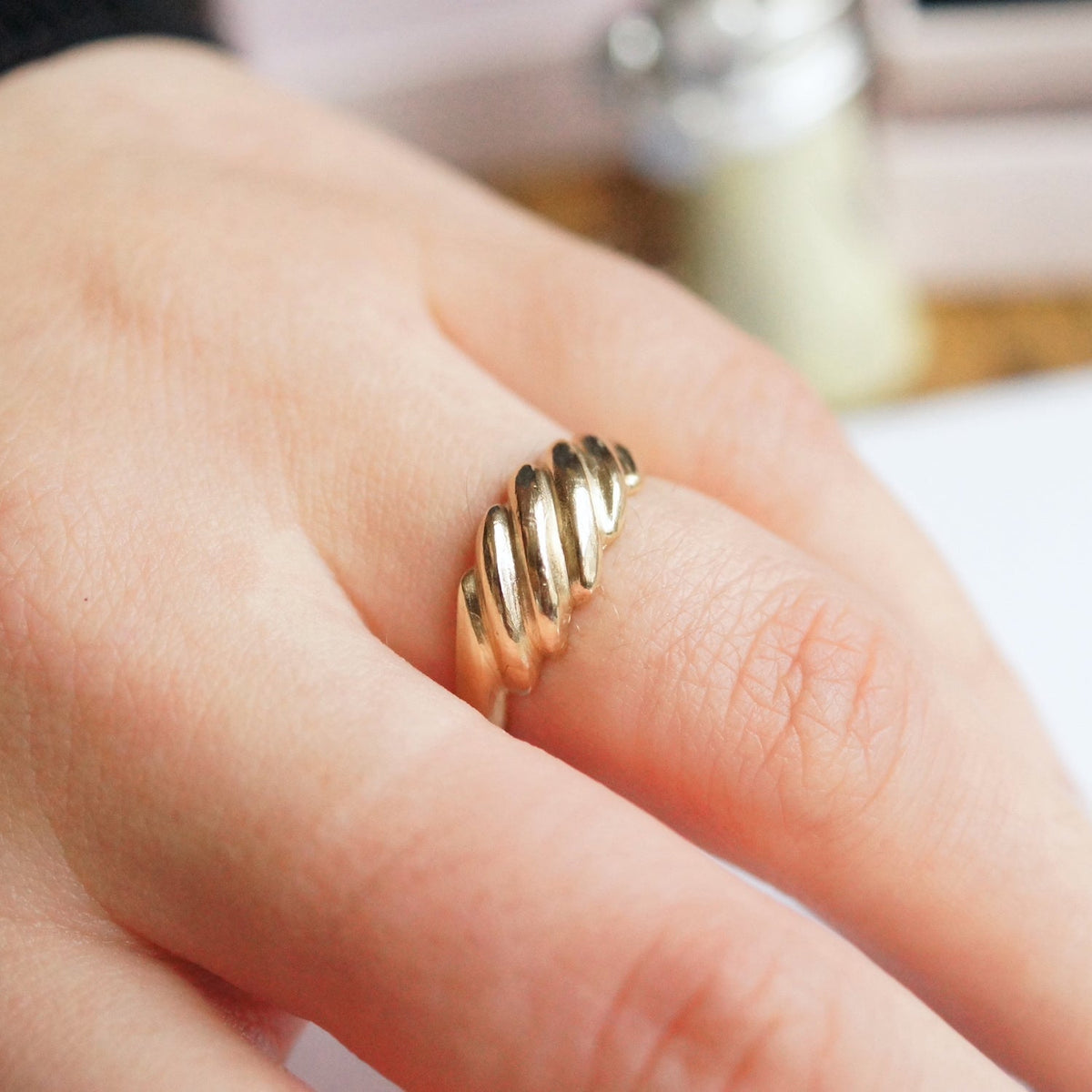 Shrimp Ring in Solid 10K Gold or Sterling Silver