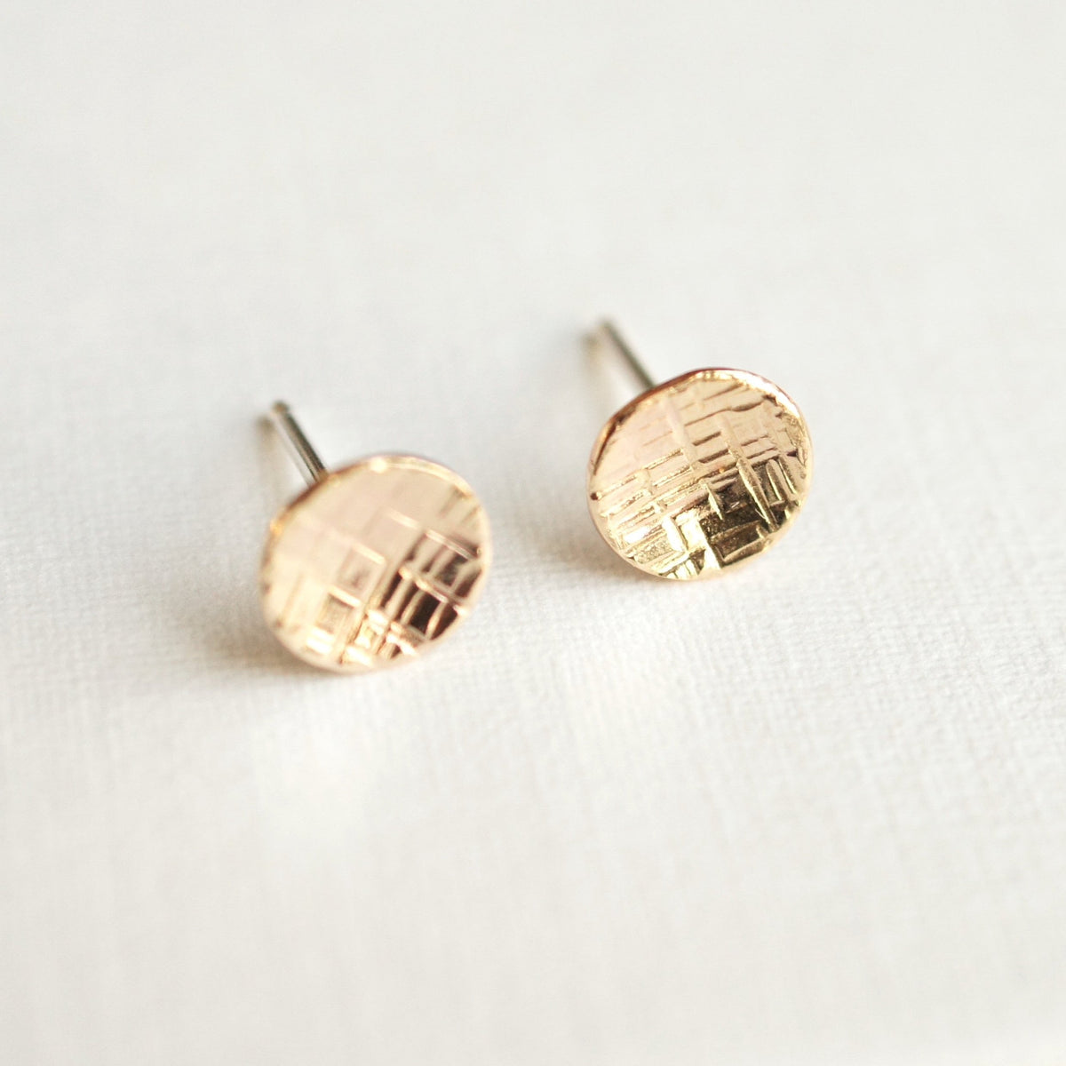 Hammered Disc Studs – 14K Gold-Filled or Sterling Silver