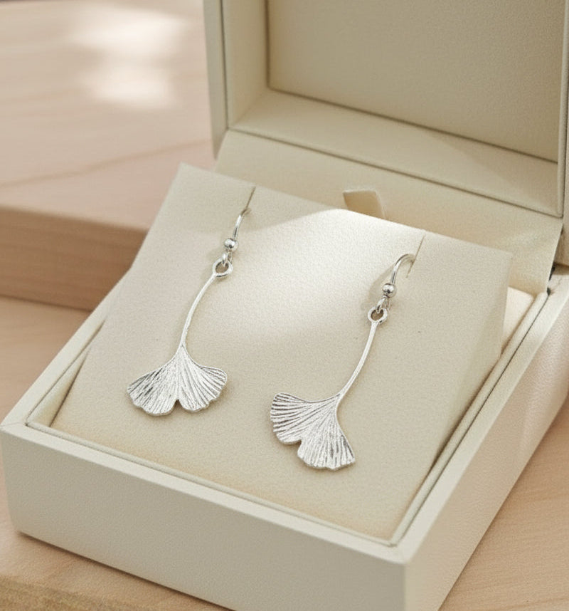 Ginkgo Dangle Earrings – Small (Solid Gold or Sterling Silver)