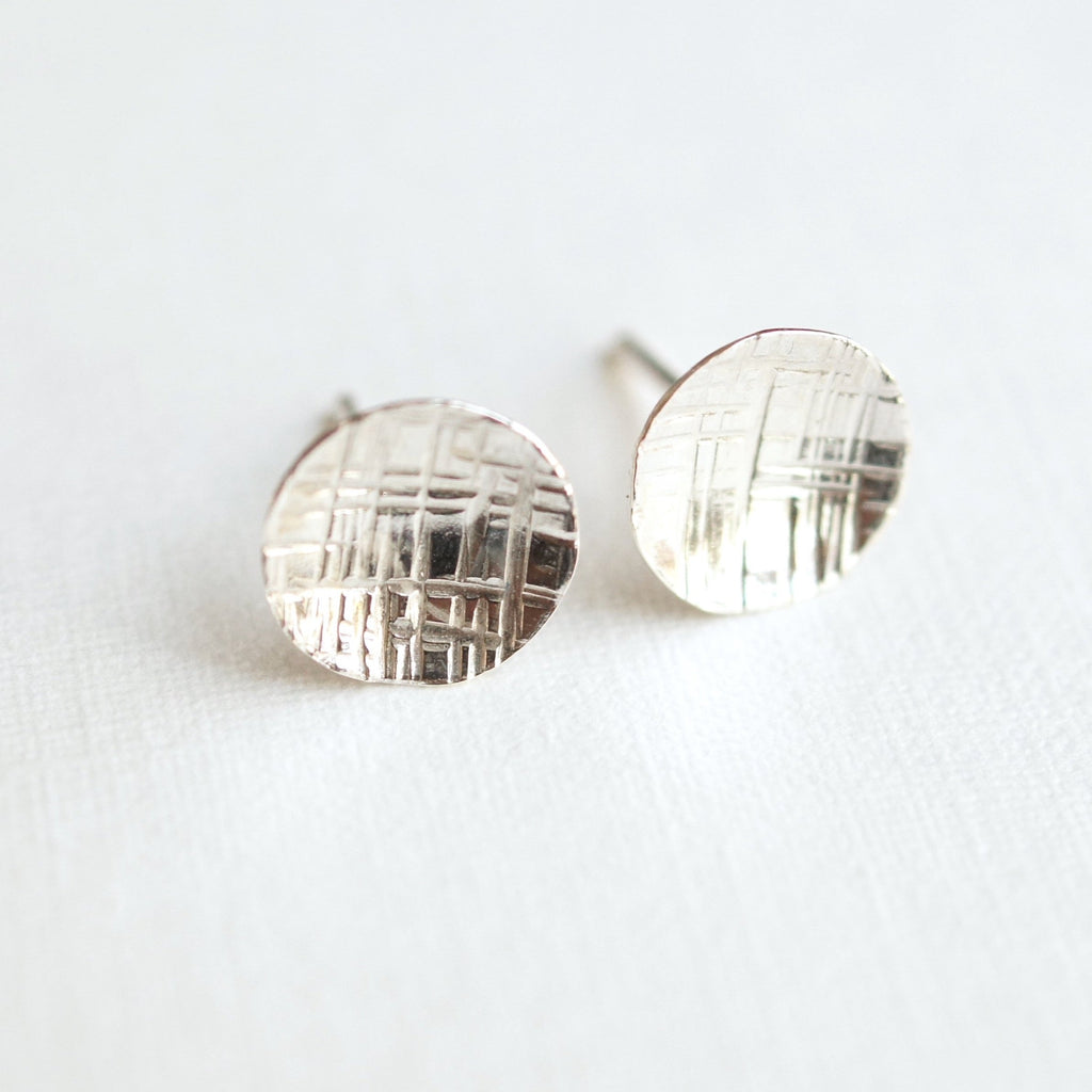 Hammered Disc Studs – 14K Gold-Filled or Sterling Silver